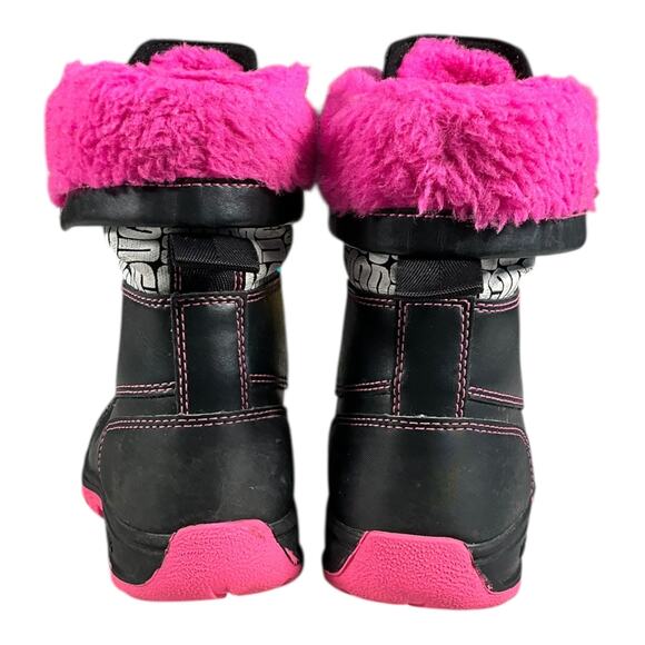 UGG Kids Waterproof Winter Boots Black Pink Fur Lined Lace Up Size 13 Outdoors - Picture 3 of 13